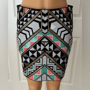 Express Geometric Sequin Pencil Skirt